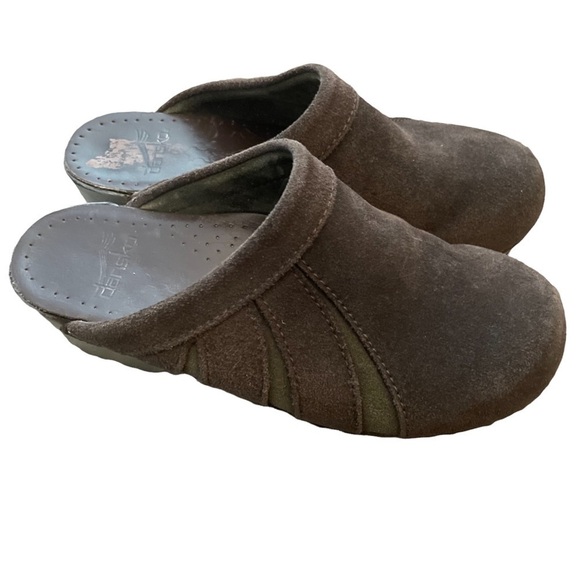 𝅺DANSKO Chocolate Brown Leather Suede Slip On Clogs - Picture 2 of 7
